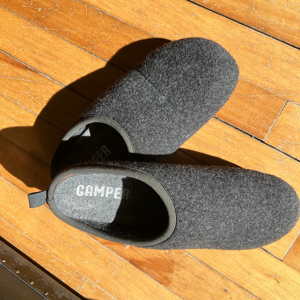 Camper Black Wool Slippers